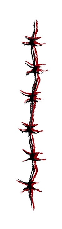a painting of a red and black line on a white background